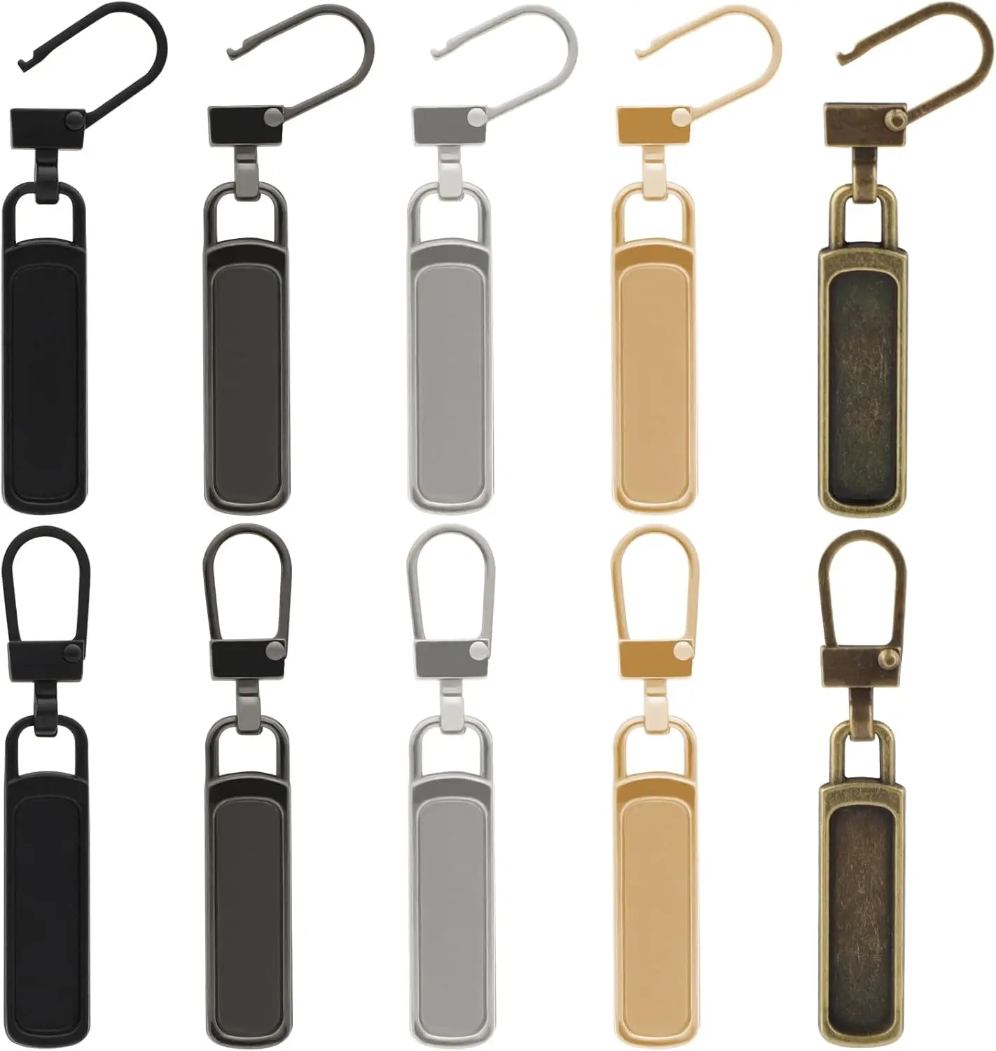 Zipper Pull Replacement for Small Holes, 10 count Detachable  Zipper Replacement Slider for Luggage Jackets Backpacks Boots Purse Coat Pants(, Black, ,  Black)