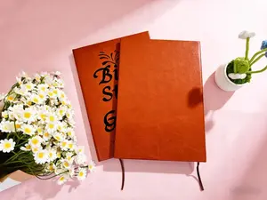 66-Page Bible Study Book & Devotional Book - PU Leather Cover, Scripture Summaries, Daily Reflections | Beginner-Friendly Spiritual Growth Notebook | Christian Gift Idea (Brown)