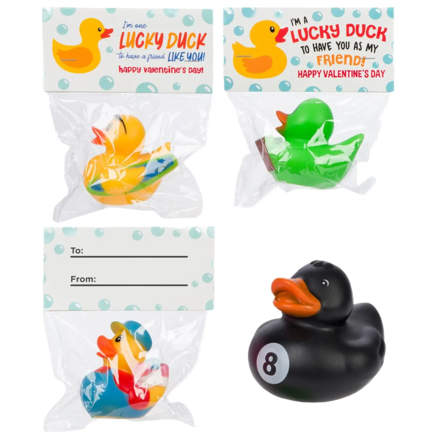 Funeta Rubber Duck Valentine’s Day Gifts for Kids | 30-Pack Classroom Set