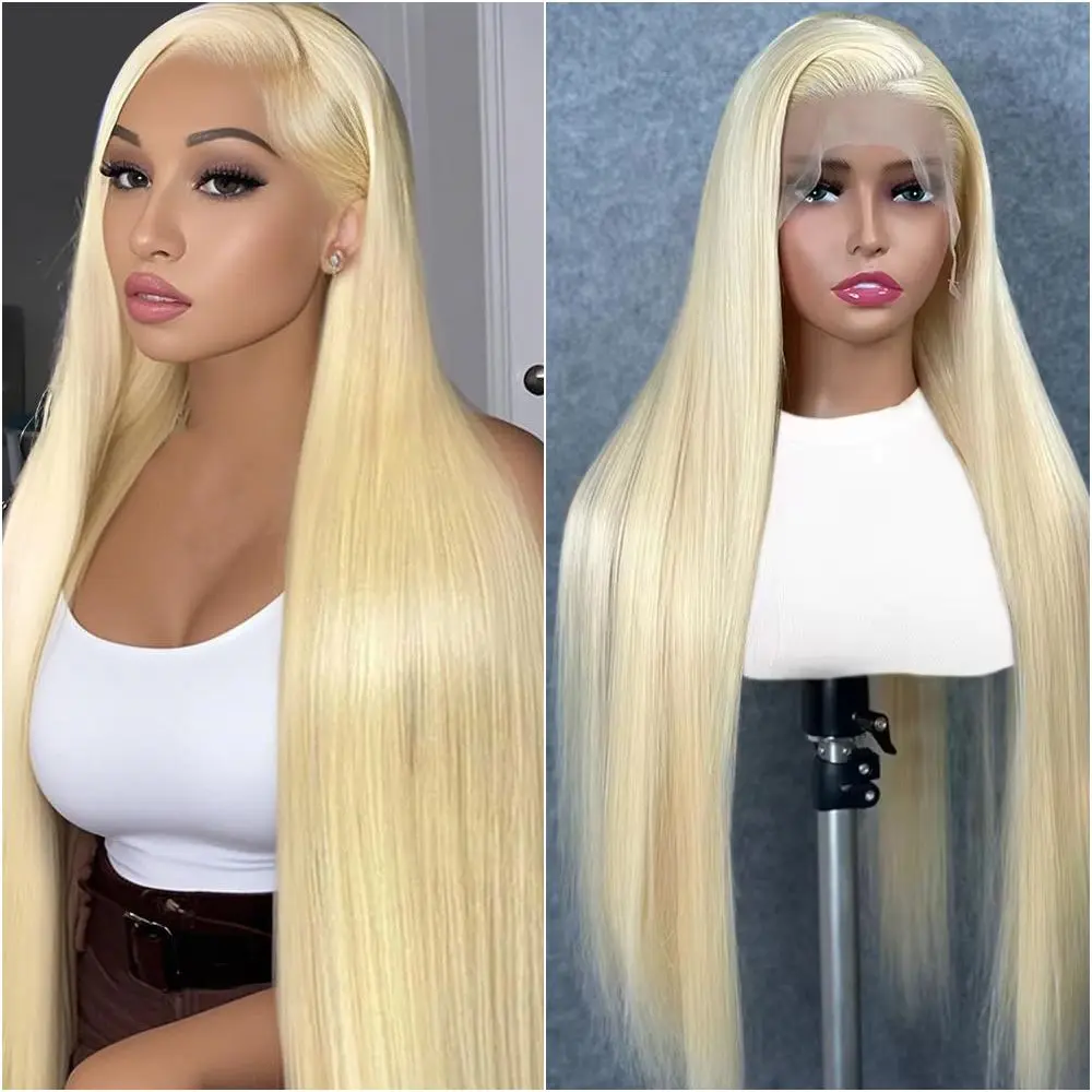 613 Blonde Straight Body Transparent Lace Front Wig 28inches 13x6 Human Hair Glueless Wear & Go Wig for Women Natural Hairline Long Straight Wig Frontal Lace Wigs Beginner Friendly Wig