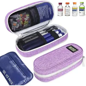 🔥 TSA-Approved Insulin Cooler Case (Purple)  Real-Time Temp Display + 2 Ice Packs Holds new travel jewelry case Durable Insulated Bag