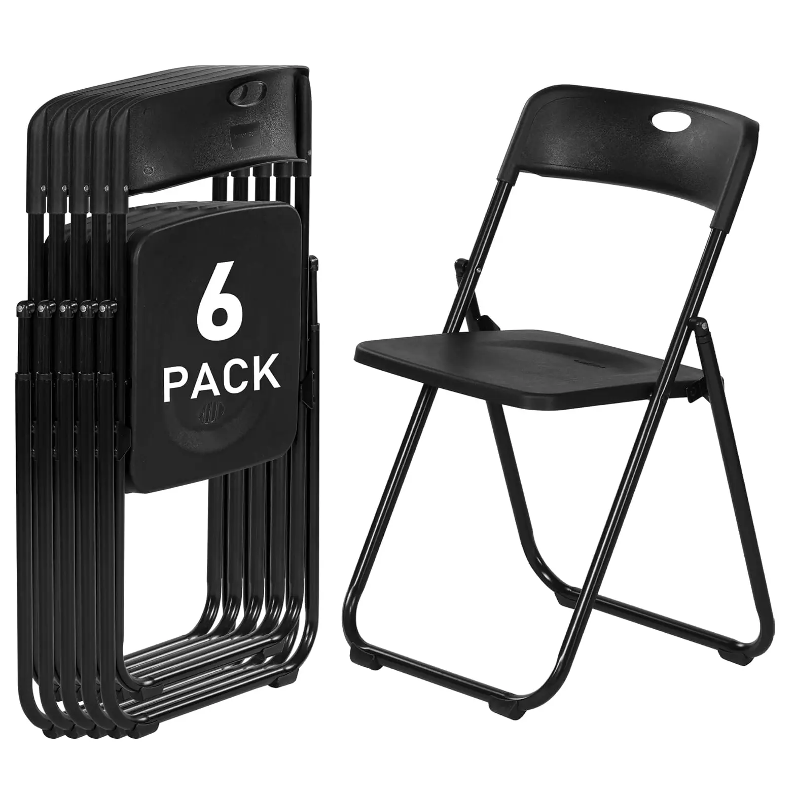 Heavy Duty Plastic Folding Stacking Chairs - 350-lb Capacity, Sturdy Metal Frame, Collapsible, Compact, Reinforced, Rugged, Self-Folding, Portable, Easy to Use & Store for Parties, Office Use, Collapsible Stacking Chairs, Compact Stacking Chairs