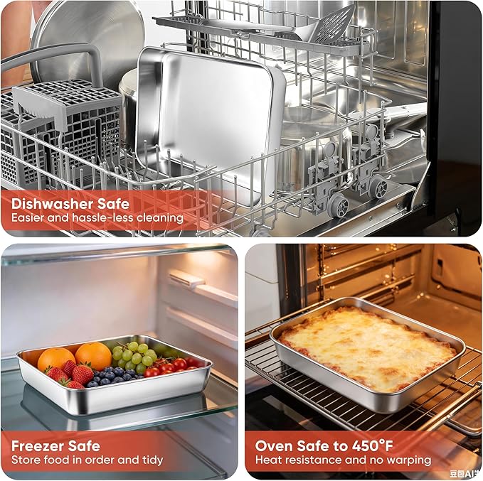 Heavy-Duty Stainless Steel Deep-Sided Baking Sheet - Mirror-Polished, Dishwasher-Safe, Ideal for Jelly Rolls in Commercial Ovens (Home & Festive Party Supplies)