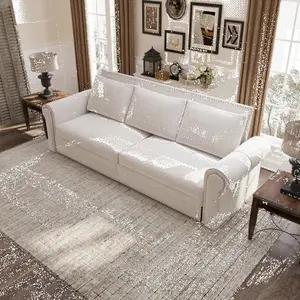 Chesterfield Sofa,93.7" King Pull Out Sofa Bed,3-in-1 Velvet Convertible Sleeper Sofa with Nailhead Trim & Rolled Arm,Multi-Functional Sofa Bed for Living Room,Bedroom,Beige(old sku:W1885S00036)    RR
