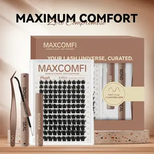 MaxComfi Plush False Eyelashes - Volume Lashes, Fluffy Lash Clusters, Thin Band, Gentle Fit, Waterproof, Long-Lasting, Beginner-Friendly for Natural Daily Use, Summervibes Cosmetic Makeup, Cluster Lashes