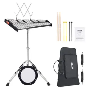 VEVOR 32 Note Glockenspiel Xylophone Bell Kit,  Professional Percussion Instrument Set with Mallets, Drum Sticks, Music Stand,  8" Practice Pad, Adjustable Stand and Carrying Bag for Students & Adults