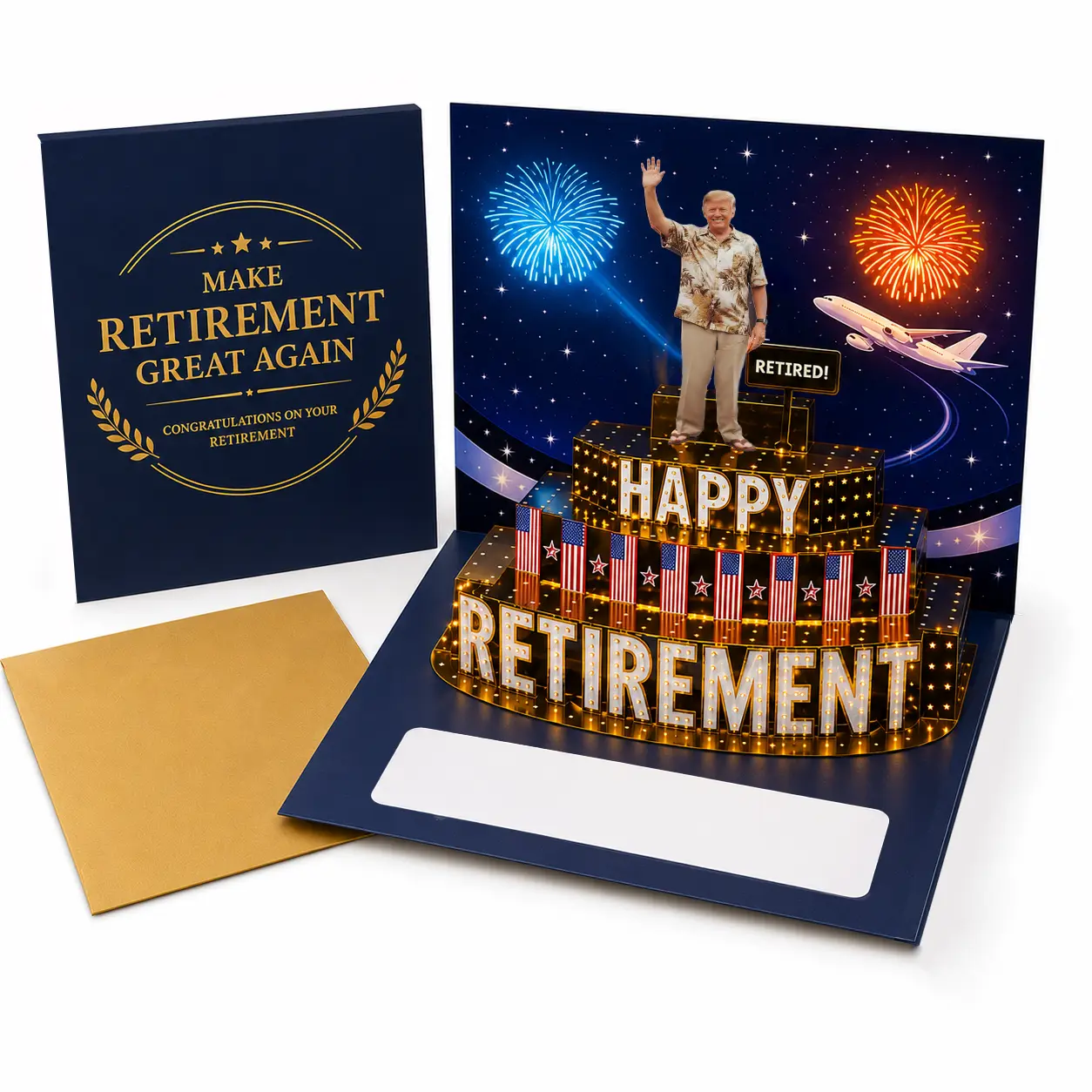 3D Pop Up Retirement Card with Light and Sound American Greetings Retirement Card Funny Retirement Gifts for Women Men Humor Retirement Leaving Card for Teachers Nurses Dad Mom Coworker Boss