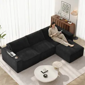 Vesgantti 114" Modular Boneless Couch, Modern 4 Sester Sectional Sofa with Deep Seat, Convertible Chenille L Shaped Cloud Couches for Living Room, No Assembly Required, Black