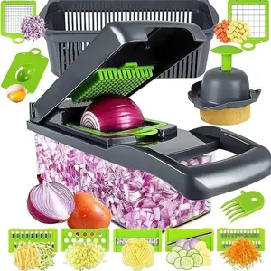 14 in 1 Multifunctional Vegetable Chopper, Durable Vegetable Slicer, Garlic Chopper, Onion Potato Grater, Vegetable Cutting Machine, Kitchen Accessories, Kitchen Gadget