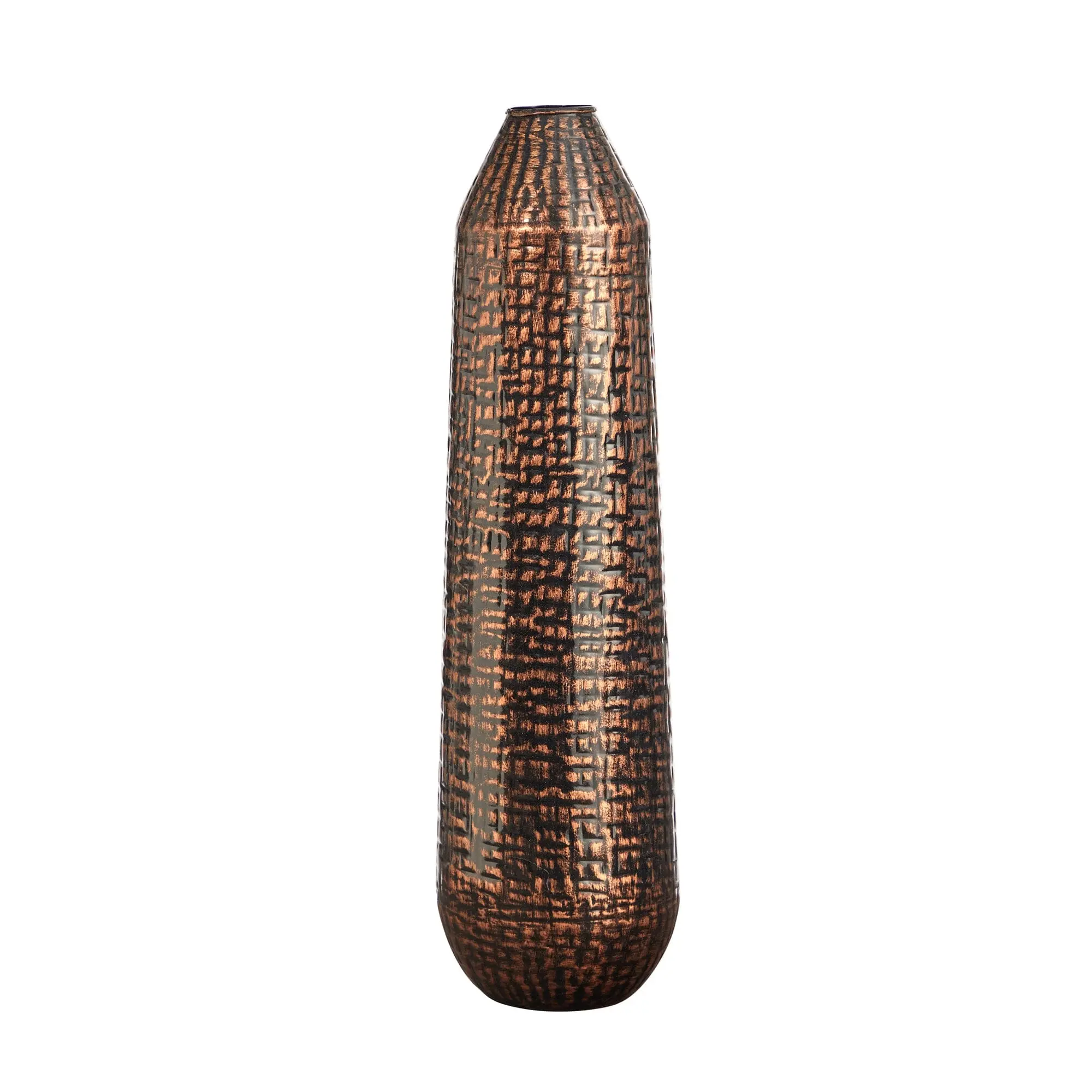 26” Tall Embossed Metal Centerpiece Vase, Modern Flower Vase for Home Decor & Artificial Flower Displays, Ideal for Centerpieces, Flower Vases