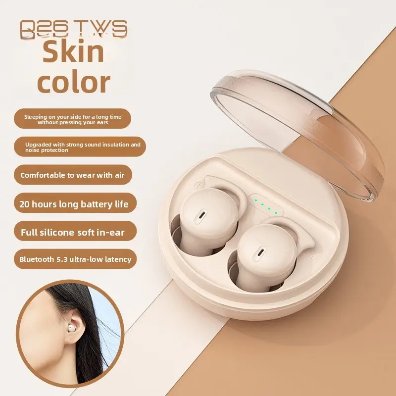 Invisible Earbuds for Side Sleepers, Sleeping Earbuds, Comfortable Noise-Canceling Bluetooth-compatible 5.3 Wireless In-Ear Headphones, Audio Wireless Earbuds