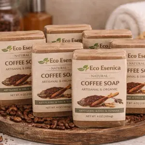 Eco Esencia Coffee Soap Pack of 6 – Jabón de Café Natural Exfoliante e Hidratante para Rostro y Cuerpo