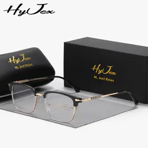 HyJex Unisex Anti-Blue Light Glasses Retro-Modern Clear-Lens Eyewear Lightweight Comfortable All-Day Wear for Daily Use