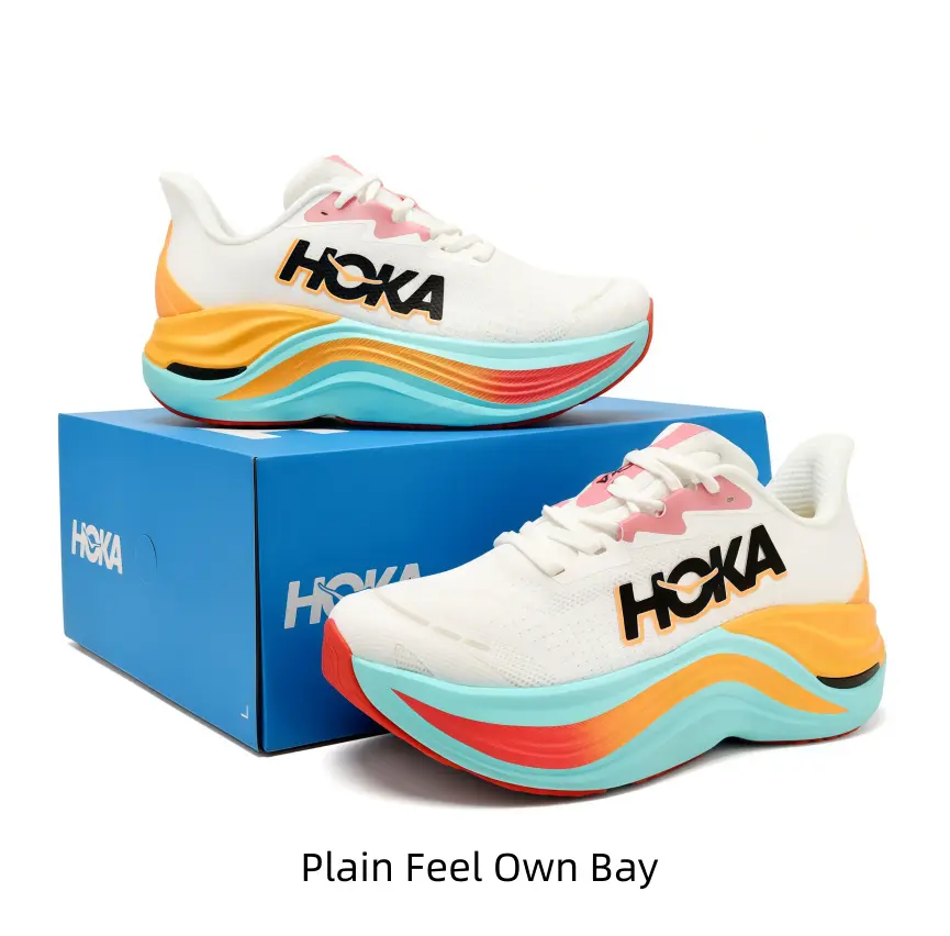 Off-white mesh running shoes with cyan orange red gradient midsole deliver gorgeous sunset color layers to attract views for fashion street footage