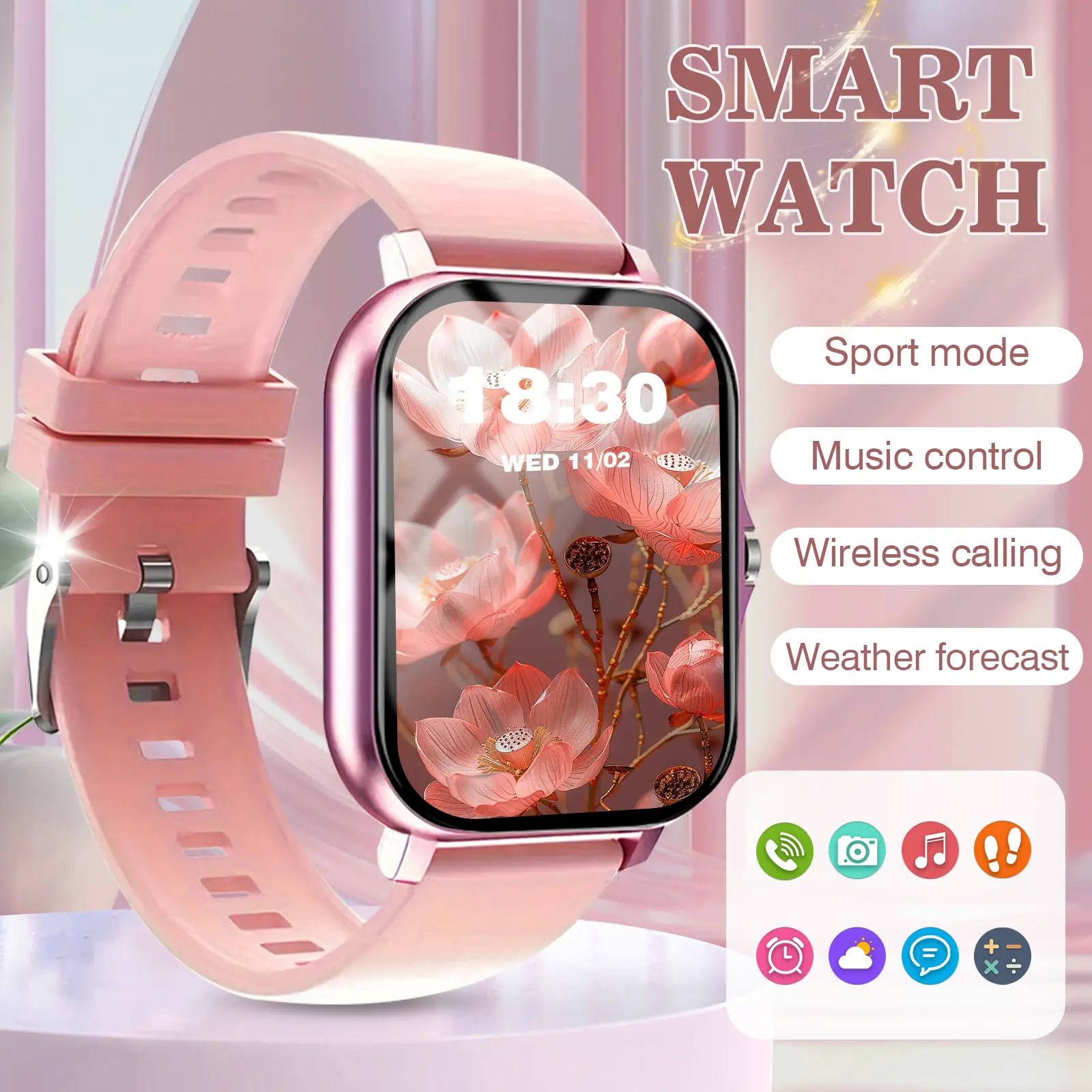2026 Smartwatch, wireless calling, music playback, silicone strap, dual display, remote photo control, wireless connectivity, compatible with Android/iphones, unisex sports watch, Smartwatch With Calls, Sports Smart Watches