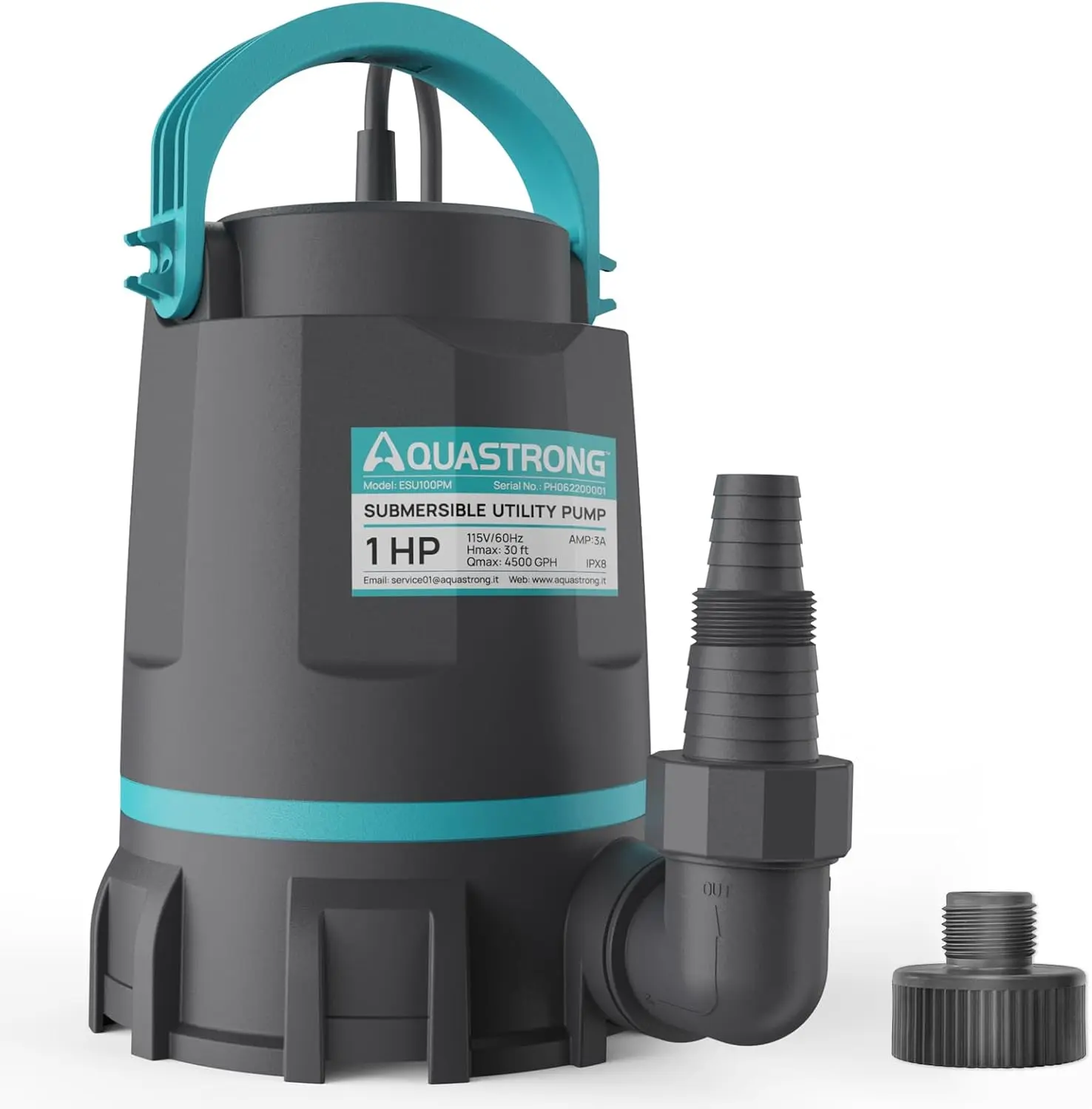 Aquastrong Automatic Sump Pump, 1/2 HP 3159 GPH Submersible Water Pump, Utility Pump High Flow Water Removal for Swimming Pool, Garden Pond, Basement, Window Wells with 10ft Long Power Cord