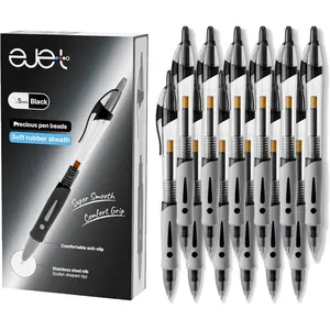 12 Pack 0.5mm Fine Line Black Pens - Retractable Ballpoint for Smooth Writing | Ideal for School, Office &  Use