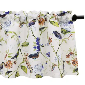 VOGOL Birds Printed Valances for Windows, Pocket Window Curtains Valance for Kitchen Living Room, W52xL18, One Panel