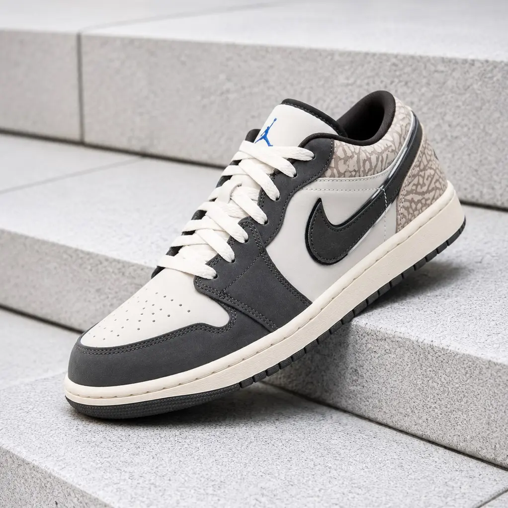 Nike Air Jordan 1 Low SE Sail Deep Pewter Elephent Print IU2268-100 Men's Fashion Sneaker New