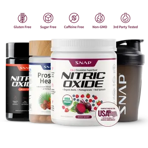 Snap Supplements - Berry Flavor Nitric Oxide Beets + Nitric Oxide Booster 60ct + Prostate Health With FREE Shaker (14oz) - Natural Supplements