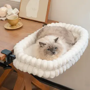 Foldable Cat Desk Bed ,Space-Saving 90° Fold, Removable Washable Cover, Supports Up to 40lbs, Sturdy Cat Sleeping Bed for Large Cats, Perfect for Office/ Game Table