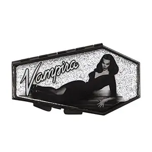 Vampira Silver Glitter Coffin Compact Mirror