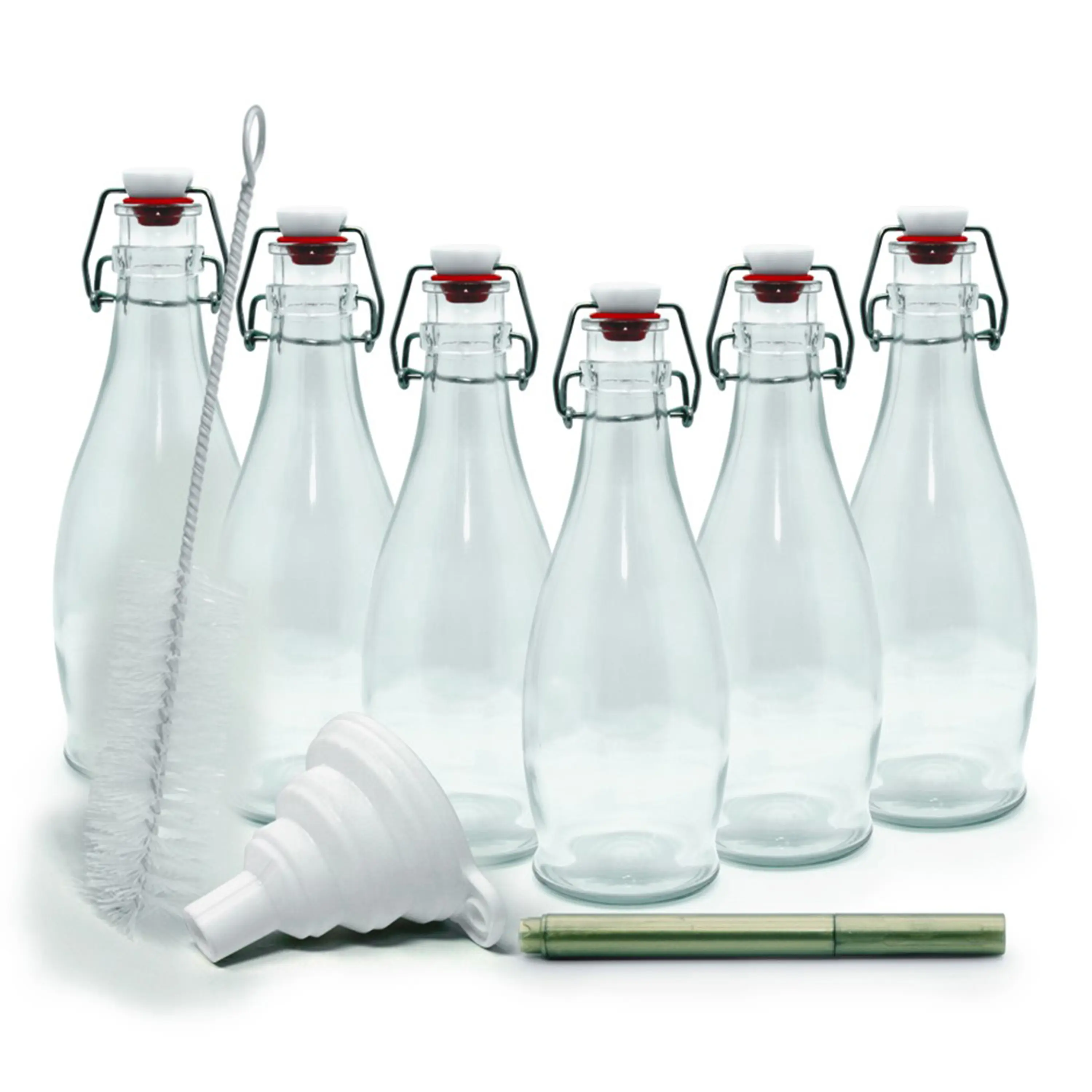 Nevlers 6pk | 8.5 Oz. Swing Top Glass Bottles Set - Teardrop Shape