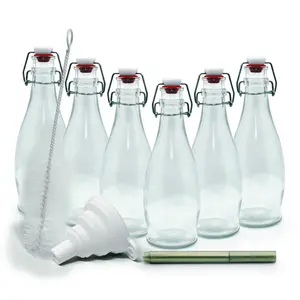 Nevlers 6pk | 8.5 Oz. Swing Top Glass Bottles Set - Teardrop Shape