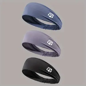 3Pcs Solid Color Sports Sweatbands Moisture Wicking Elastic Workout Headbands Unisex Soft Breathable Hair Bands for Running Yoga Gym Outdoor Sports
