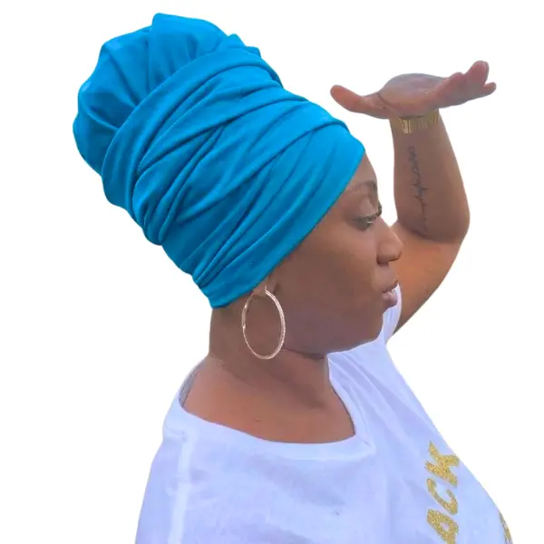 Stretch Hair Headwrap - 4-Way Styling, 70x20" Turban, Ideal for Church, Low Bun Looks, Coral Fashion Accessory, Secure Hold, Multi-Style