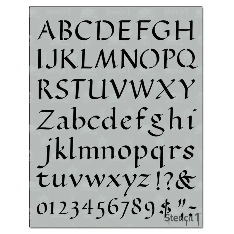 STENCIL1 Calligraphy Letter Stencils 1" - Uppercase & Lowercase Alphabet for Painting, Drawing, Wood, Vinyl & Crafts 8.5” x 11”