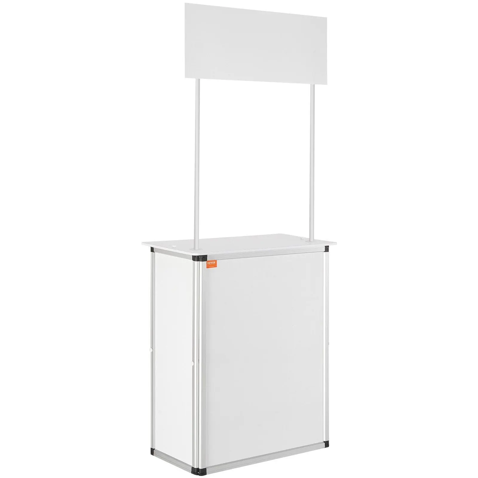 Portable Folding Display Exhibition Stand with PVC Board, Dual Shelves, 105 lbs Capacity, 65 lbs Top Shelf Load (Indoor Furniture Table for Booth Banner Display), 65 Lbs On Top Shelf, Velcro Fixing