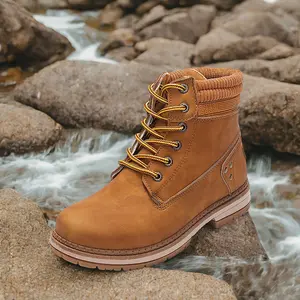 Athlefit Women's Work Waterproof Hiking Combat Boots Lace up Low Heel Booties Ankle Boots Outdoor Shoes Non Slip