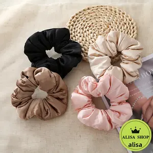2PCS Large Sleep Scrunchies for Women Ideal for Thick Hair Satin Filling Elastic Hair Ties No Damage Soft Curl Gentle on Hair Golden Blonde for Hair Styling