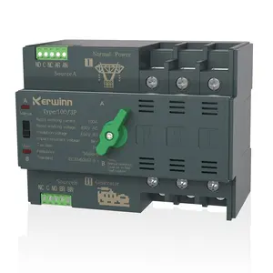 Mini ATS Transfer Switch 100 amp Manual Transfer Switch Transfer Switch 220V Dual Selector Switches DIN Rail Mount(3P)