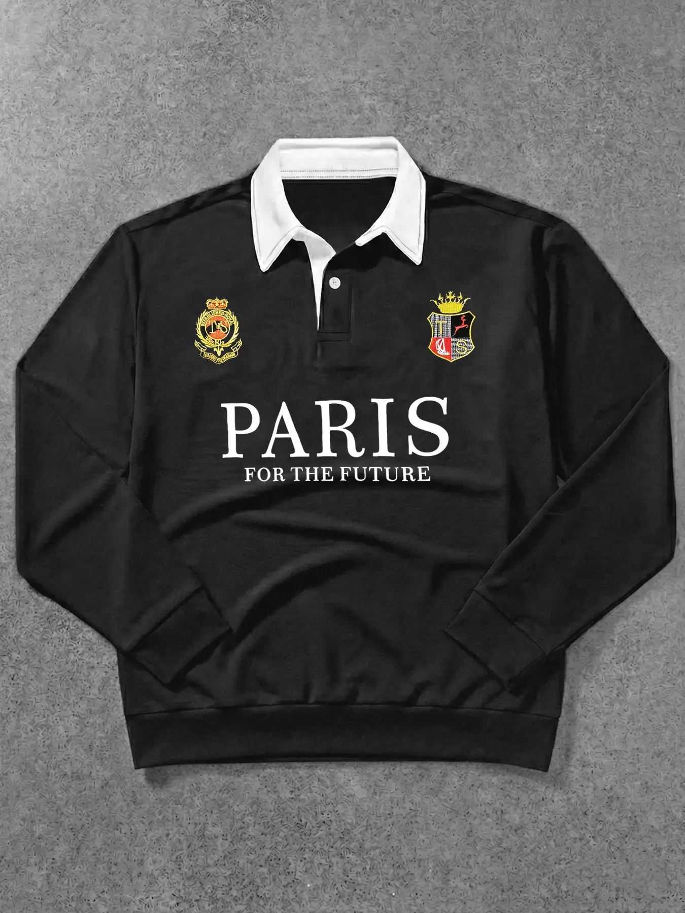 Men's Color Block Collar Long Sleeve Fitted Athletic Polo Shirt, Graphic Print Casual Rugby Tee for All Seasons, Stylish and Versatile Attire, Menswear, Casual Polo Shirts