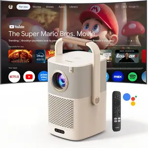 [Yaber T2Plus GTV Projector & JBL Sound ]Built-in Google TV,360° Adjustable Stand,Built-in Battery for Indoor and Outdoor,Native 1080P Movie,Auto Focus & Keystone,WiFi 6 & Bluetooth,Audio Jacks,Compatible with TV Stick/HDMI/USB/Phone/PC,Outdoor