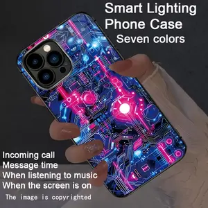 Cyber Purple Shadow Colorful Intelligent Voice-Activated Luminous Phone Case for iPhone 17/16 Pro Max/15 Pro/14 Plus/13/12 - Smart Luminous Voice-Controlled Phone Case - Luminous Technology, Elegant Daytime Design, Enhanced Nighttime Visibility