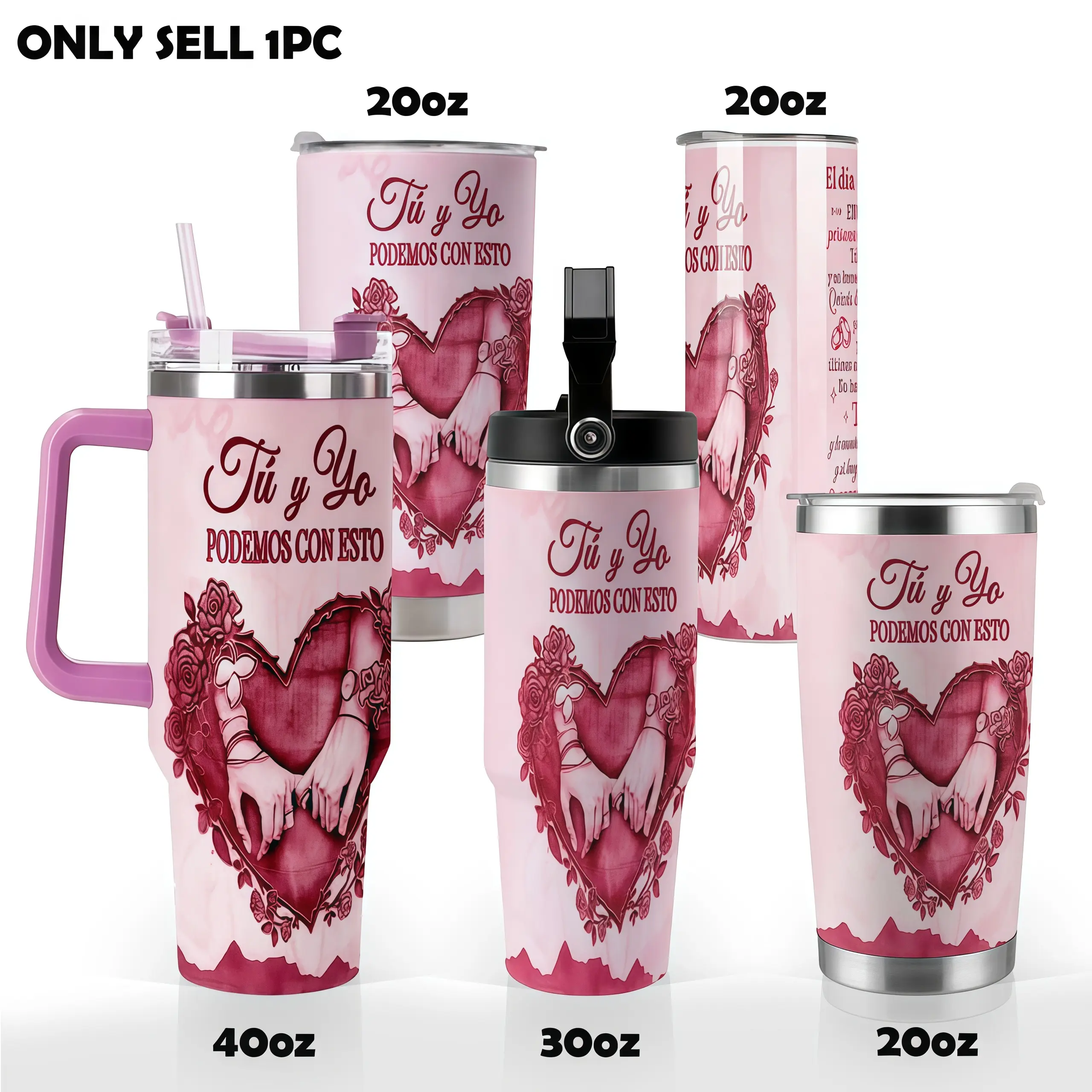 SMS - “Tú & Yo” Vaso Térmico de – Hecho en EE. UU., Conjunto de tazas Tumbler Regalo de Aniversario para Él o Ella, Taza de Amor para Esposo y Esposa, Vaso Especial para Parejas y Momentos Inolvidables