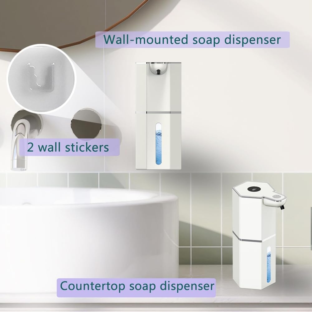 Automatic Touchless Foaming Soap Dispenser – USB Rechargeable, Wall-Mounted with 4 Adjustable Levels, Leak-Proof Design for Bathroom & Kitchen Use