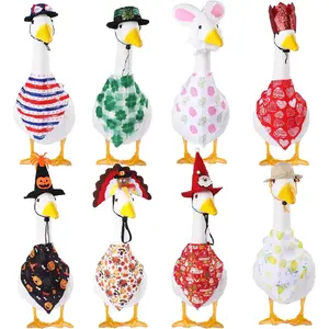 Season Porch Goose Outfits Clothes Costume Clothing for Plastic Cement Goose Statue Patio Yard Outdoor Decor