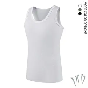 Men’s slim-fit ribbed tank top, crew neck, sleeveless, breathable and moisture-wicking, skin-friendly muscle tank suitable for everyday layering, sports fitness, and home leisure.