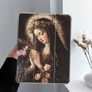 Vintage Madonna Art Design iPad Case Transparent Acrylic Hard Back With Pencil Slot, Suitable for iPad mini pro air, Scratch-resistant Ultra-thin Protective Case, Tablet protective cover, Shock-resistant Full Cover for Offices Schools and Homes