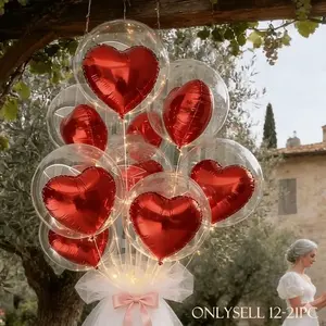 21-Piece Set Transparent Bubble Balls & Heart Shaped Balloons, Perfect for Valentine's Day, Birthdays, Weddings, Anniversaries, Party, Indoor/outdoor Decor, Balloon Decorations Kit