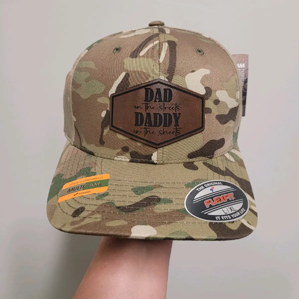 Camo Flexfit Dad in the streets hat L/XL