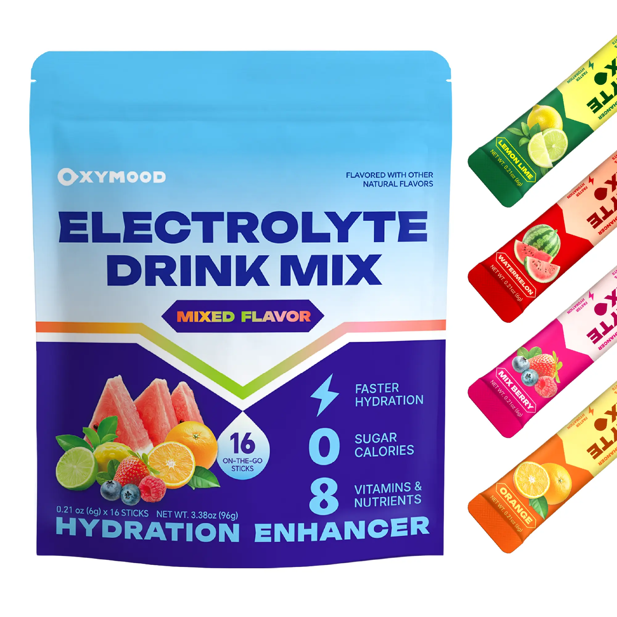 OXYMOOD Hydration Electrolytes Powder (30 Servings) Boosted Hydration Drink Electric Focus Energy Powder
