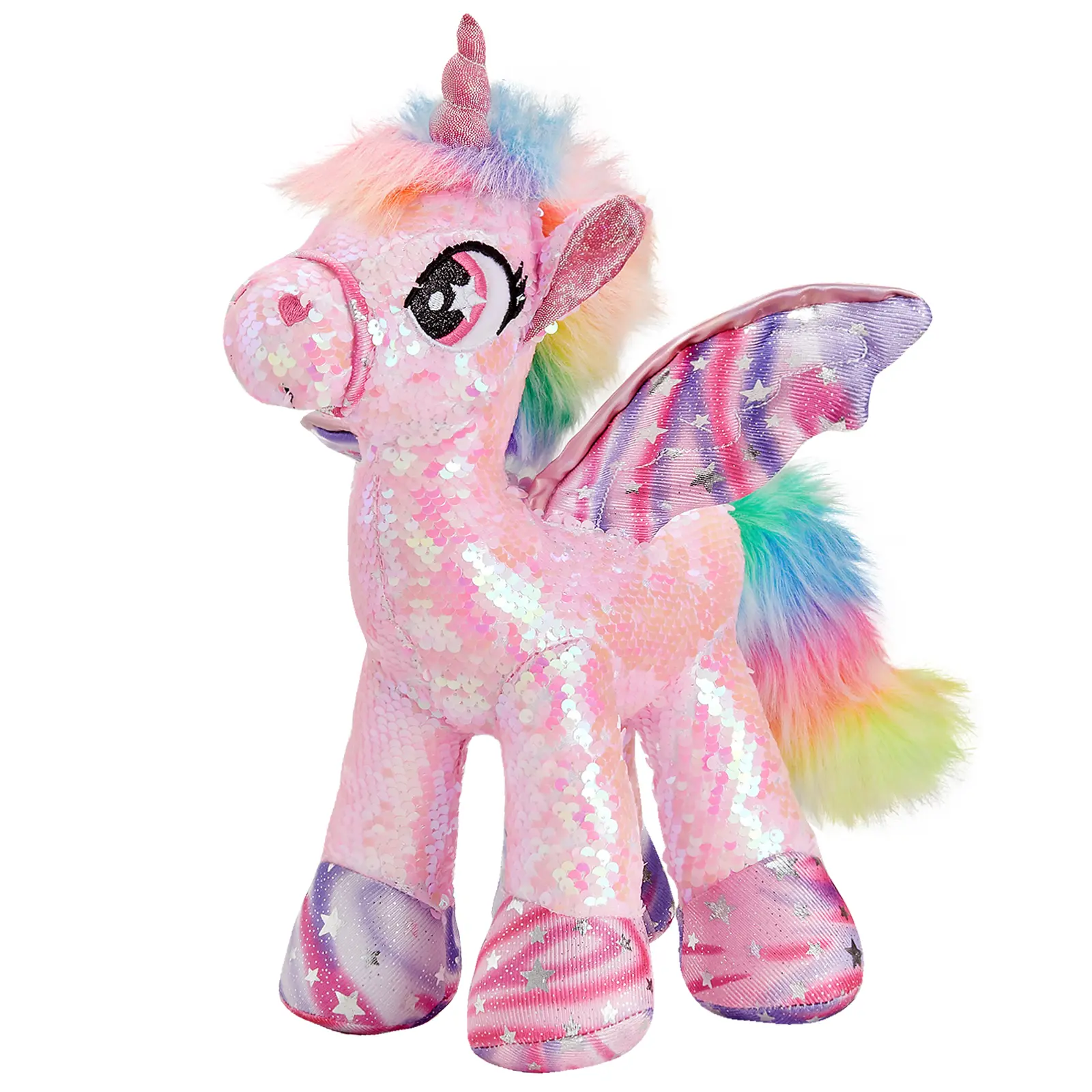 WEWILL Sequins Unicorn Stuffed Animal Toy Reversible Rainbow Sequins Unicorn Reversible color Exquisite design Dreamy and magical look Gift for Kids Girls Easter Birthday Christmas Festival Gift Room decor Perfect princess gift