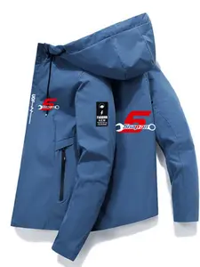 Men's Casual Streetwear Motorcycle Zipper Jacket, Athletic Jackets, Spring & Fall Outdoor Sports Coat, Durable Zip Closure, Functional Pocket Design, Athletic Outerwear