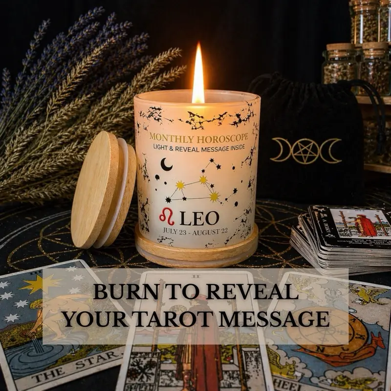 Zodiac Candle with Hidden Message | Personalized Tarot Candle | Custom Horoscope Candle Gift | Handmade Soy Candle 10oz Vanilla Lavender