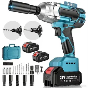23-in-1 Cordless Impact Wrench Kit with 2 Batteries 3000mAh Li-ion 12" Impact Gun Set Includes Sockets Drills Screws Case for Automotive DIY Home Repair